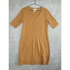 Territory Ahead Brown Button Neck Knit Dress Size Medium Cotton Rayon